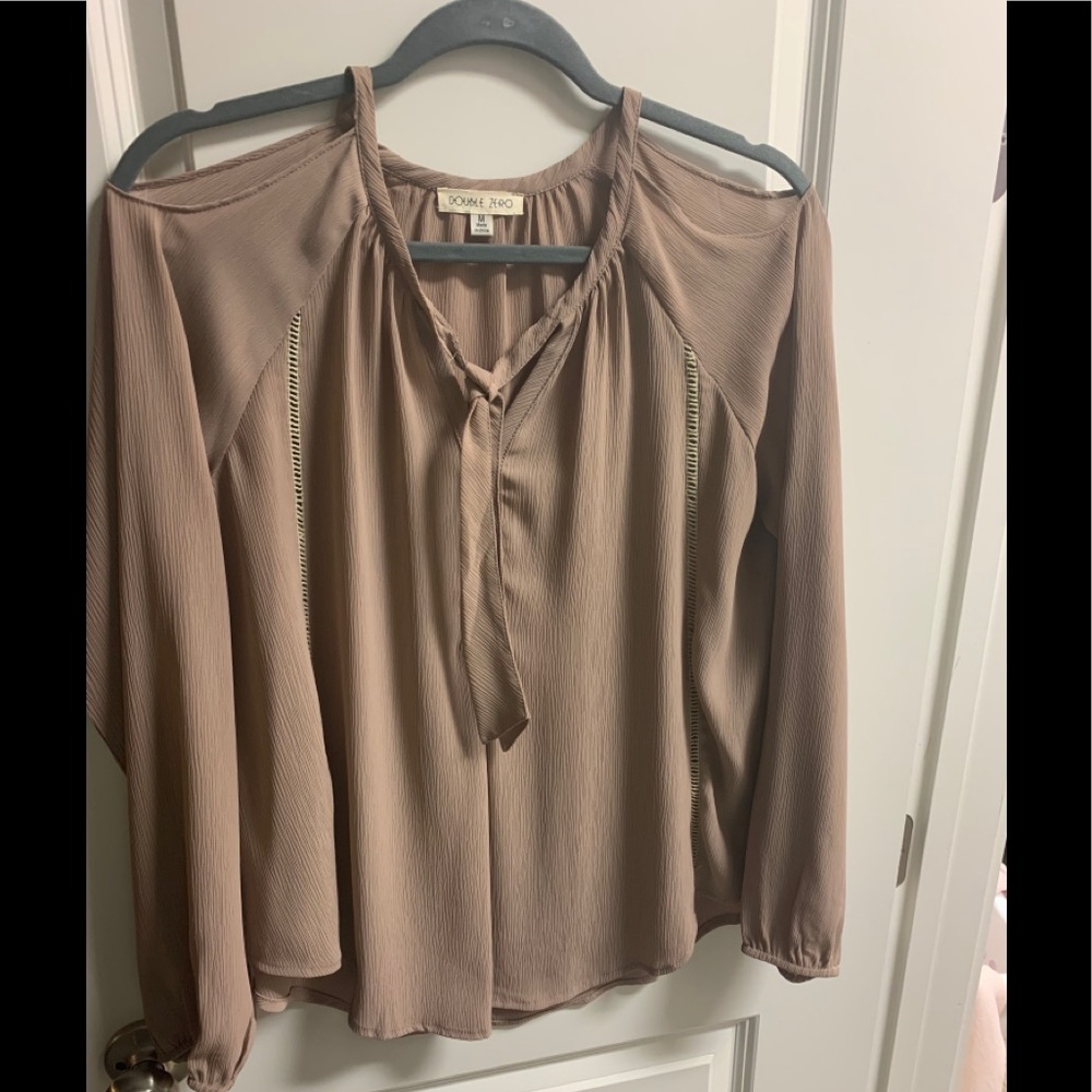 Taupe Cold Shoulder Blouse